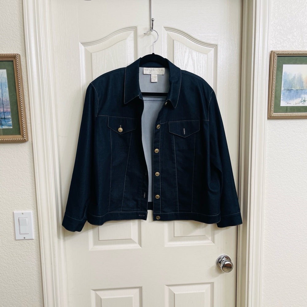 Doncaster Dark Blue Denim Trucker Jacket Women’s Plus Size 18 - Picture 3 of 6